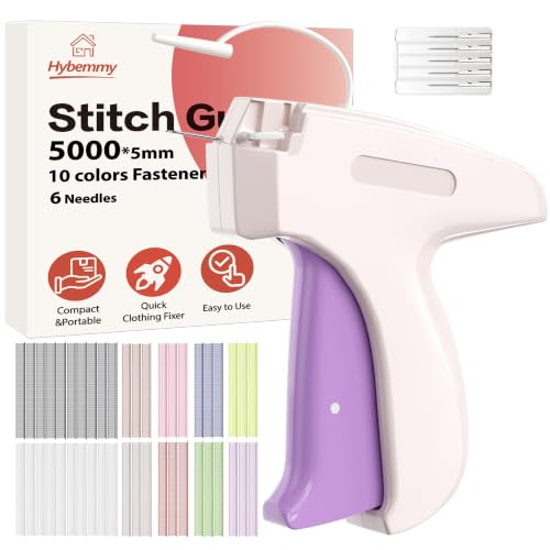 Image of Stitch Gun for Clothes, Tagging Gun, Quick Clothing Fixer, 10 Color | 5000 Fasteners, 0.04 inch Fine Needle, 6 Needles, Portable, Handheld, Compact, Lightweight, Easy to Use, Versatility, Durable