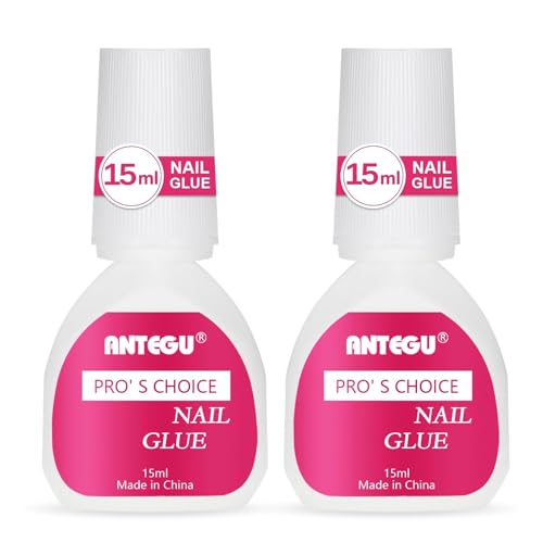 Fanjuanlan 2 Botellas de Pegamento Para Puntas, 15ml Super Fuerte Pegamento Uñas Postizas con Pincel, Pegamento Para Uñas Acrilicas para Tips Uña