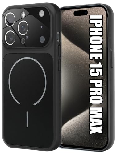 Image of SHINESTAR iPhone 15 Pro Max Case - Premium Shockproof Protective Cover, Wireless Charging Compatible, Slim & Durable Luxury Back Cover with Camera Protection (Black)