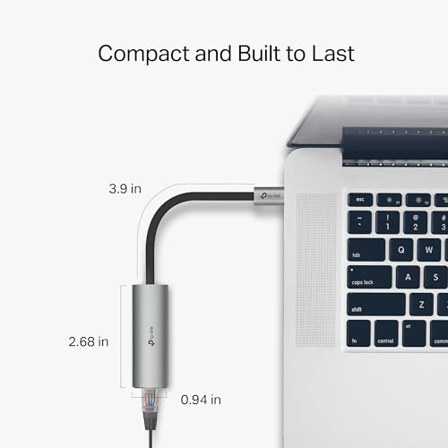 Image of TP-Link USB C to Ethernet Adapter, 2.5 G Plug & Play Network Adapter | Type-C to RJ45 | Aluminum Alloy Case | Thunderbolt 4 /3 Compatible for MacBook Pro /Air, iPad, iPhone 16 Pro /Max and More (UE302C)