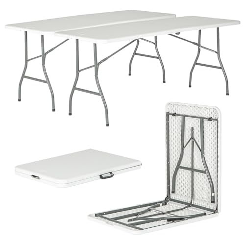 Harbour Housewares Rechteckige Klappbare Tischböcke - 180cm (6ft) - Weiß - 2X Draussen Klapptisch für Picknick, BBQ, Garten, Camping, Hochzeit, Party Gastronomie