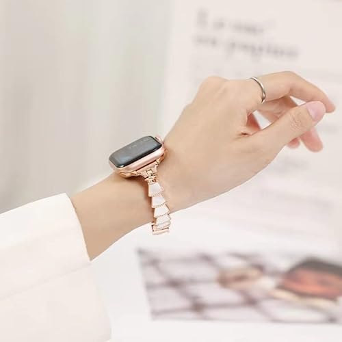 Kagerbends 42/44/45Mm Classy Rosegold Women Graceful White Real Seashell Smartwatch Bands For Apple Watch Series Se/8/7/6/5/4/3/2/1, Girl’s Rosegold Slim Adjustment Bracelet For Iwatch 8 Gift For Her #TOP2