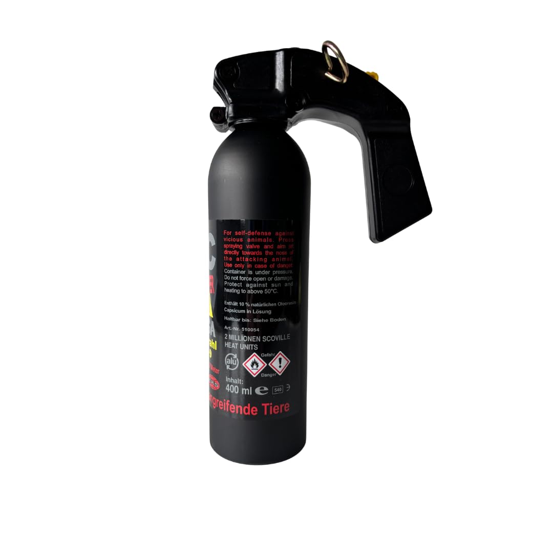 OC 5000 Pfefferspray Mega – 400 ml – Weitstrahl – SSG-9 – Extra stark – Reichweite bis 7 m – zur Tierabwehr – Made in Germany - SomosTrade