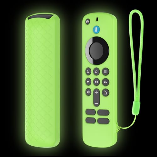 Image of RAYA Silicone TV Remote Cover Compatible with All New Fire TV Stick 4k & Fire Tv Stick HD Remote 2025 Model Protective Case with Lanyard (Luminous Green)
