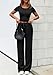 PRETTYGARDEN Womens 2 Piece Outfits Summer 2026 Ribbed Knit Button Short Sleeve Tops Casual Wide Leg Pants Lounge Sets(Black,Small)