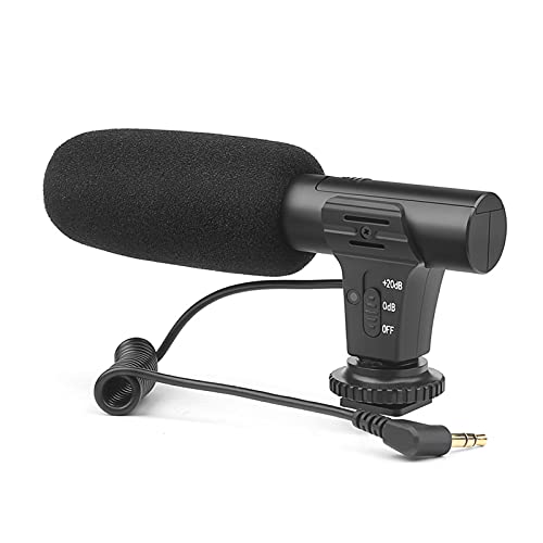 HUIOP XT-451 Microphone stéréo à condensateur Portable Mic avec Jack 3,5 mm Hot Shoe Mount pour Sony Caméscope DV Smartphone pour Enregistrement vidéo en Studio Interview