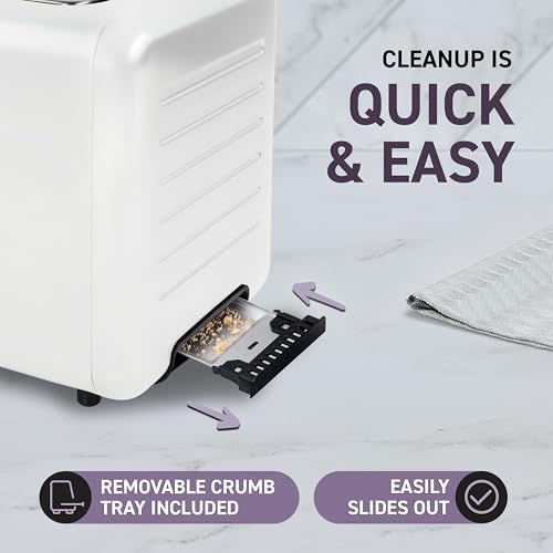 Inspirex Touch Screen Toaster - 2 Extra Wide Slots - 5 Bread Types and 6 Browning Levels - Defrost, Reheat, Favorite, & Single Slot Modes - For Toast, Bagels, & Waffles – White - image 9