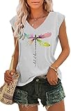 ETCYY NEW Womens Cap Sleeve Tank Tops Casual T-Shirt Loose Fit Basic Shirts