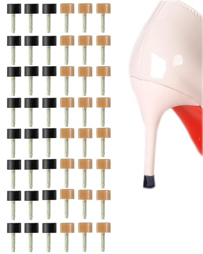 TRIZILLA 24 Pairs High Heel Replacement Tips, Heel Repair Kit for Women High Heel Shoes, 6 Sizes Heel Tips from 8x8cm to 12x12cm, U-Shape, Black Beige, in 6 Separate Bags
