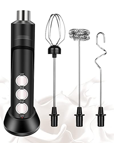 Gbivbe Milk Frother For Coffee - Rechargeable Handheld Foam Maker With 3 Replaceable Stainless Whisks, Mini Frother For Coffee Latte, Cappuccino, Hot Chocolate, Egg, Valentine's Day Gifts For Women #TOP9