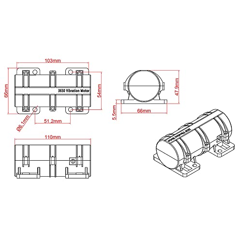 3650 Vibration Motor- DC 12V/24V Motor 3800RPM Big Power Electric Massage Bed Industry Vibrator Sieve Vibration Motor 10W (12V Motor)