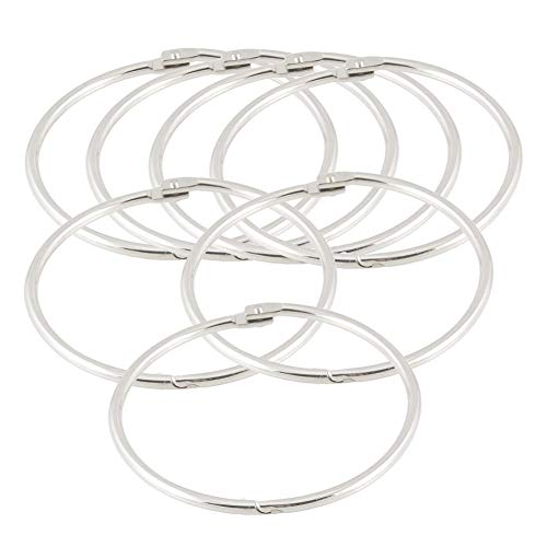 Fiico - Anneaux de reliure en métal argenté pour livre - Lot de 7 pièces de 80 mm