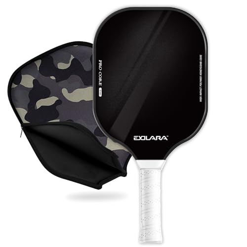 EXOLARA Stylish Pickleball Paddle with Cover Case, Graphite Carbon Fiber Surface, Honeycomb Core, Non-Slip Grip Tape Paddle Cover Set Protective Edge for Beginners & Intermediate Players