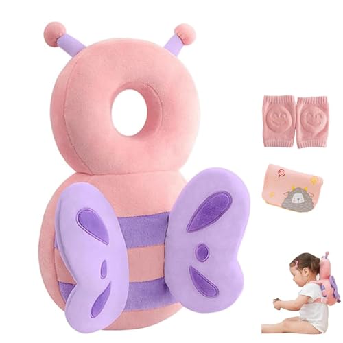 Image of Baby Head Protector Backpack, Toddler Baby Head Protection Backpack, Soft, Comfortable and Baby Head Protection Backpack Wear Safety Pad - Pink Butterfly