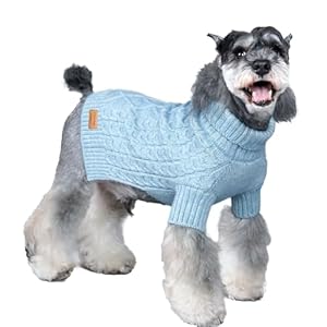 KYEESE Dog Sweater Comfy Dog Clothes Stretchy Small Dog Sweater, Turtleneck Dog Sweater for Small Dog Soft Dog Knitwear Dog Coats with Long Sleeve for Cold Weather, Blue, Large