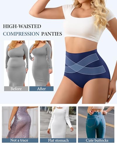 Women's Underwear 4 Pack Cotton High Waisted No Muffin Top Ladies Panties Postpartum Soft Briefs Full Coverage2