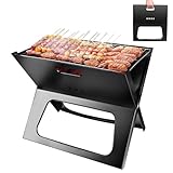Wilytyres Folding Charcoal Grills, Black Notebook-Style Small Portable BBQ Grill for Outdoor Camping, Picnics, Cooking, Bonfire, Patio, Backyard