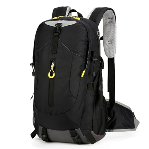 Mochila de caminhada impermeável 40L – resistente a rasgos, sistema respirável, capa de chuva incluída, vários compartimentos para acampamento, Preto, Small, Tática militar