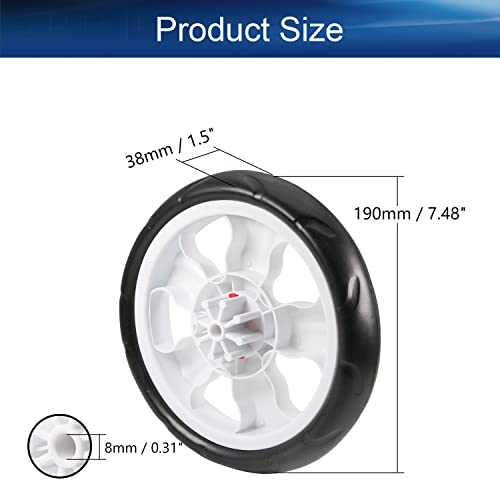 Bettomshin 2 rodas de carrinho de bebê, roda de polia única de plástico de 190 mm x 38 mm, orifício