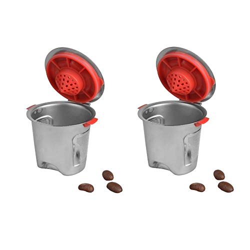 Konesky Reusable K Cups for Keurig, 2 Pack Filter for Keurig Coffee Maker Universal Refillable KCups, Keurig Filter, Reusable Kcup, Stainless Steel Reusable Keurig Filter (2 Pack)