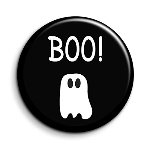 BOO! Ghost Pin Button Badge - Cute Retro Novelty Pin Badge - Spooky Gift - Funny Geek Gift - 90's Ghost Pin Badge - Small Birthday Gift - Cute Novelty Gift - Halloween Badge - Stocking Filler - Secret Santa