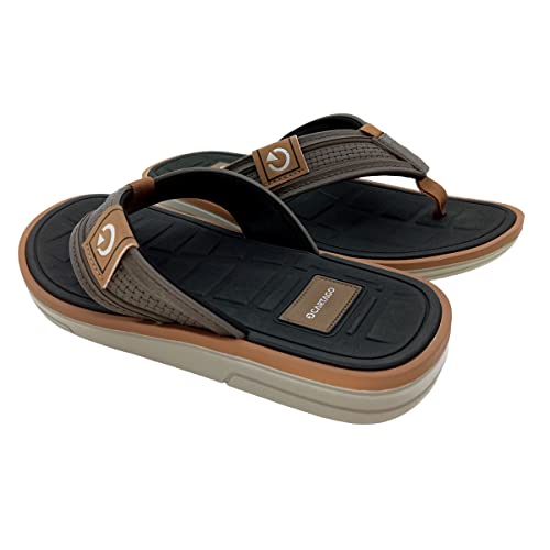 CARTAGO Lyon II, Chinelo de Dedo Masculino, Bege/Marrom/Preto, 42