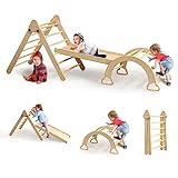 3 in 1 Climbing Triangle Pikler, Indoor Montessori Climbing Toys for Kids, Wood Climbers for Toddler