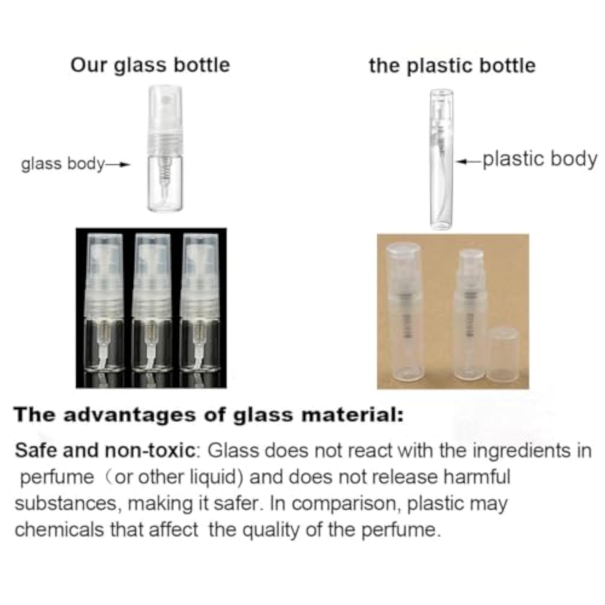 20pcs Mini Clear 2ml Fine Mist Atomizer Vials, Refillable