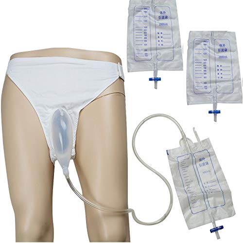 BodyMoves Pee Bag Re-useable Urinal Bag Spill Proof Collector Aid Pee Holder for Urinary Incontinence(Male),with 3 Pee Bags and an Elastic Waistband (Male Atrophy Type)