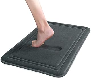ITSOFT Slow Recovery Memory Foam Bath Mat Non-Slip Water Absorbent Bathroom Rug, Machine Washable, 50x60 cm Beige