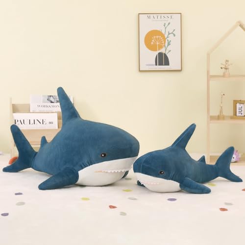 Image of MorisMos Giant Shark Stuffed Animal Plush, Large Stuffed Shark Toy, Soft Shark Pillow for Kids Boys Girls Birthday Christmas, 51inch, Blue