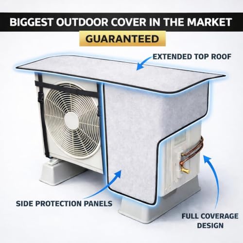 Image of Split AC Cover for Outdoor Unit, Heat-Insulated, Weather-Resistant Protection, Extend Lifespan, Boost Energy Efficiency