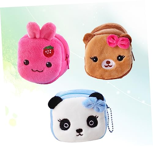 3pcs Plush Change Purse Cute Cartoon Key Storage for Boy Girl Bowknot Dog Mini Coin Bags for Gifts and Accessories2