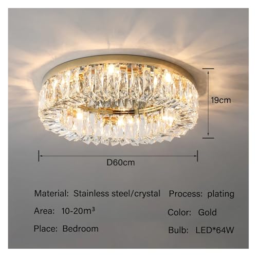Plafonnier LED cristal D60cm lustre chic pour salon