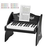 VEVOR Kinder Keyboard, 25 Tasten, Digitales Holzpiano, Holzklavier ab 3 Jahren, Mini-Musikinstrument mit Realistischem Klang, Dual-Power, Einstellbare Lautstärke, Musikalische Früherziehung, Schwarz