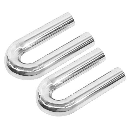 X AUTOHAUX 2 Pcs 180 Degree Bend 2.5" OD Car DIY Custom Mandrel Exhaust Pipe 2.5 Inch Tube Pipe 12.2 Inch End to End T304 Stainless Steel Universal Fit