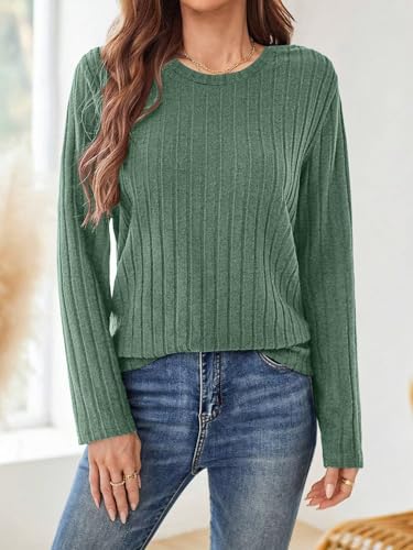 Women's Crewneck Sweaters 2025 Fall Fashion Casual Long Sleeve Pullover Knitwear for Daily Outfits