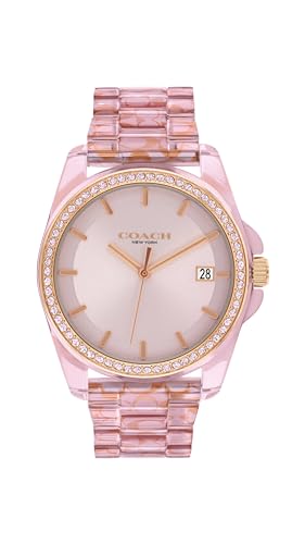 Coach Greyson Women's Watch - 3H Dial with Signature C Link Bracelet and Crystal Bezel - Water Resistant 3 ATM/30 Meters - Premium Fashion Timepiece for Everyday Style - 36mm