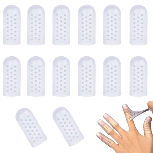 BFUZXY 14 Stück Fingerschutz Silikon,Fingerschutz Bei Verletzung,Fingerkuppenschutz,Fingernagel Schutz,Gel Fingerlinge Verband,Finger Sleeves,Daumenschutz,Fingerkappen,Fingerüberzieher für Bei Blasen