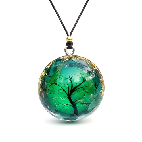 EternalOrgone Collier en pendentif Orgone fait main Malachite Pierre précieuse Chakra Reiki Cristaux de guérison Orgonite Collier pendentif pour la chance, yoga,...