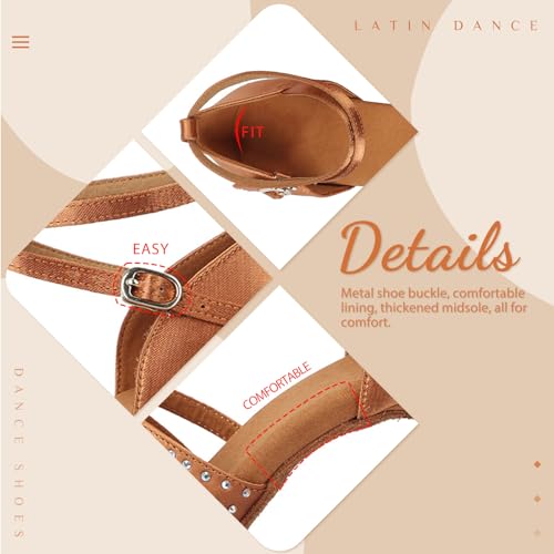 YKXLM Women Rhinestone Ballroom Dance Shoes Latin Performance Dance Shoes High Heel Practice Dancing Shoes3