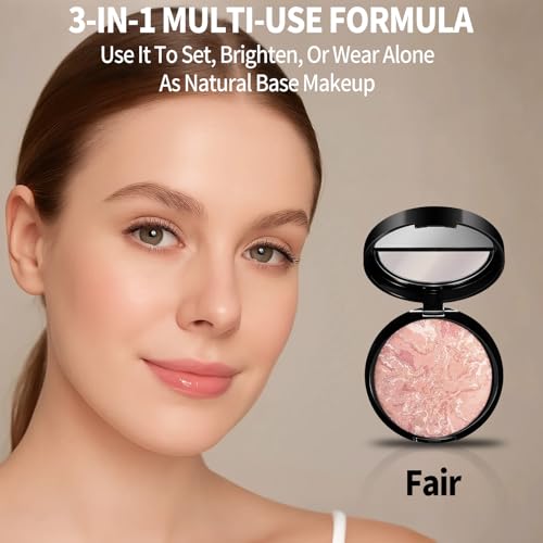 Image of Baked Luminous Pressed Powder-Glow-Infused Foundation,Highlighter & Setting Powder in One-Color-Correcting,Oil-Control,Long-Lasting Coverage for All Skin Tones 02