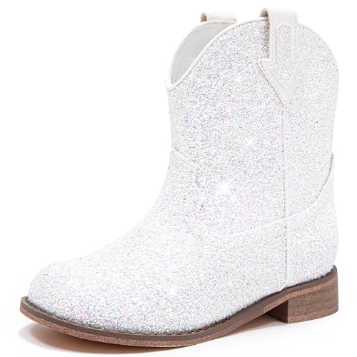 Image of Motasha Toddler Girls Cowgirl Boots Glitter Toddler Cowboy Boot Ankle Girls Boots Little Kids Horse Riding Shoes Party Birthday
