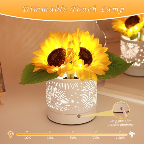 Image of Birthday Gifts for Women,Sunflower Flower Touch Lamp,Rechargeable Cordless Lamp 3-Colour Dimming Night Light for Festival,Restaurant,Bedroom,Office Home Decor Gifts for Women Mom