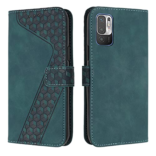OKZone Cover per Xiaomi Redmi Note 10 5G/Poco M3 PRO 5G/Note 10T 5G, Custodia a Libro in Pelle Protettiva Folio Portafoglio con Chiusura Magnetica e Slot per Carte Wallet Case Flip Cover (Verde)