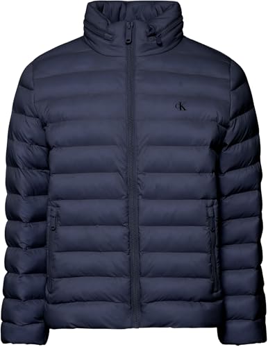 Calvin Klein LS NYLON LT WT HOODED FZ PUFFER LV04RC511G - Chaquetas para hombre, azul (zafiro oscuro), talla M, Azul (Dark Sapphire), M