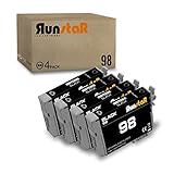 Run Star Remanufactured 4 Pack T098 T099 98 99 Black Ink Cartridge Replacement for Epson T098 T099 98 99 use with Epson Artisan 700 710 725 730 800 810 835 837 Inkjet Printer (4 Black)
