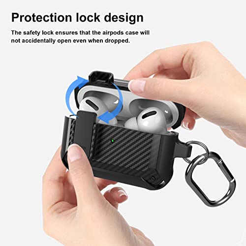 Lopnord for Airpod Pro Case Cover with Cleaner Kit, Compatible with Airpods Pro 2 Case,1st/2nd Generation (2023/2022/2019), Shockproof Lock Cover with Keychain for Men Women