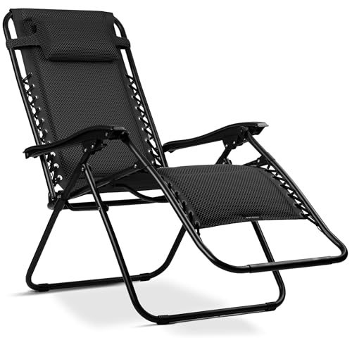 Sofotel Sonnenliege Gartenliege Liegestuhl ChillWell Soft - Klappbar mit Kissen - 3D FoamGrid Gewebe Belastbar bis 120 kg - 160 x 107 x 60 cm - Schwarz