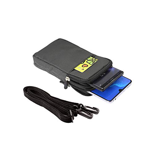 Cell Phone Belt Clip Bag Men, Crossbody Mobile Phone Wallet Vertical, Outdoor Travel Zipper Cellphone Shoulder Messenger Pouch Smartphone Waist Pack Belt Holster Nylon Pocket with Belt Loop Carabiner3